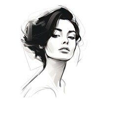 Minimal art line of woman on white background. - obrazy, fototapety, plakaty