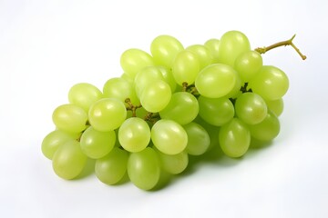 Freshly Picked Green Grapes Arranged Neatly on a White Background for a Healthy and Refreshing Snack Generative AI