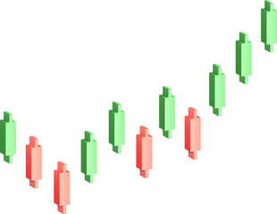 3D Candle Stick Growth Stock Diagram