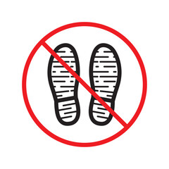 Forbidden foot step vector icon. Warning, caution, attention, restriction, label, ban, danger. No foot steps flat sign design pictogram symbol. No foot step icon UX UI icon