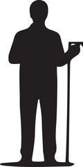 A Man Silhouette standing with  a stick vector illustration