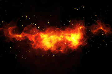 Fototapeta na wymiar Fire Sparkle burn effect on isolated black background
