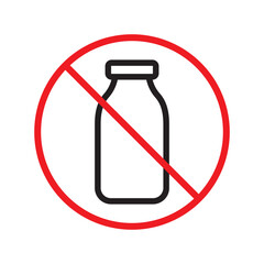 Forbidden milk vector icon. Warning, caution, attention, restriction, label, ban, danger. No milk flat sign design pictogram symbol. No milk icon UX UI icon - obrazy, fototapety, plakaty