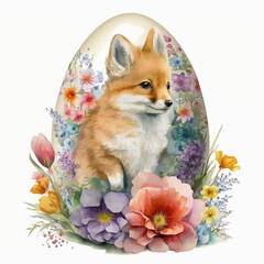 easter eggs cute fox