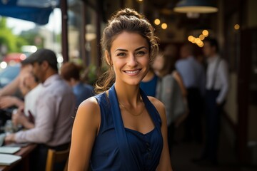 Smiling woman standing on street