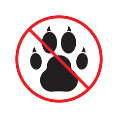 Forbidden dog pet vector icon. Warning, caution, attention, restriction, label, ban, danger. No pet paw flat sign design pictogram symbol. No animal dogs wolf paw icon UX UI icon © Elchin