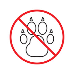 Forbidden dog pet vector icon. Warning, caution, attention, restriction, label, ban, danger. No pet paw flat sign design pictogram symbol. No animal dogs wolf paw icon UX UI icon © Elchin