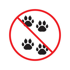 Forbidden dog pet vector icon. Warning, caution, attention, restriction, label, ban, danger. No pet paw flat sign design pictogram symbol. No animal dogs wolf paw icon UX UI icon © Elchin