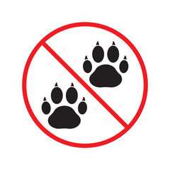 Forbidden dog pet vector icon. Warning, caution, attention, restriction, label, ban, danger. No pet paw flat sign design pictogram symbol. No animal dogs wolf paw icon UX UI icon © Elchin