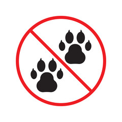 Forbidden dog pet vector icon. Warning, caution, attention, restriction, label, ban, danger. No pet paw flat sign design pictogram symbol. No animal dogs wolf paw icon UX UI icon © Elchin