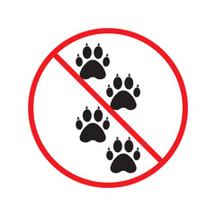 Forbidden dog pet vector icon. Warning, caution, attention, restriction, label, ban, danger. No pet paw flat sign design pictogram symbol. No animal dogs wolf paw icon UX UI icon © Elchin