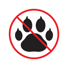 Forbidden dog pet vector icon. Warning, caution, attention, restriction, label, ban, danger. No pet paw flat sign design pictogram symbol. No animal dogs wolf paw icon UX UI icon © Elchin