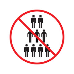 Forbidden group of people vector icon. Warning, caution, attention, restriction, label, ban, danger. No people crowd flat sign design pictogram symbol. No protest outcry objection icon UX UI icon