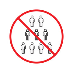 Forbidden group of people vector icon. Warning, caution, attention, restriction, label, ban, danger. No people crowd flat sign design pictogram symbol. No protest outcry objection icon UX UI icon