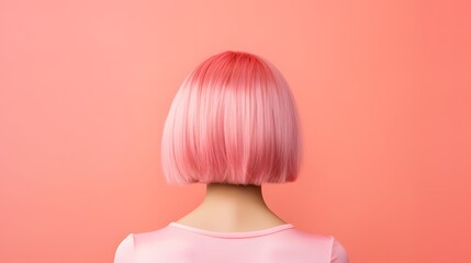 Confident young woman with vibrant pink hair and stylish pink top posing against a neutral background Generative AI - obrazy, fototapety, plakaty
