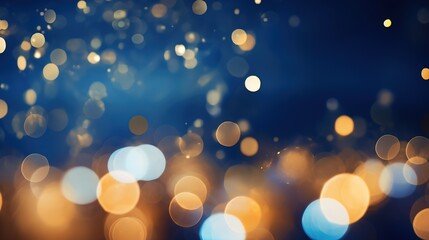 Sparkling Blue and Gold Abstract Bokeh Lights Background