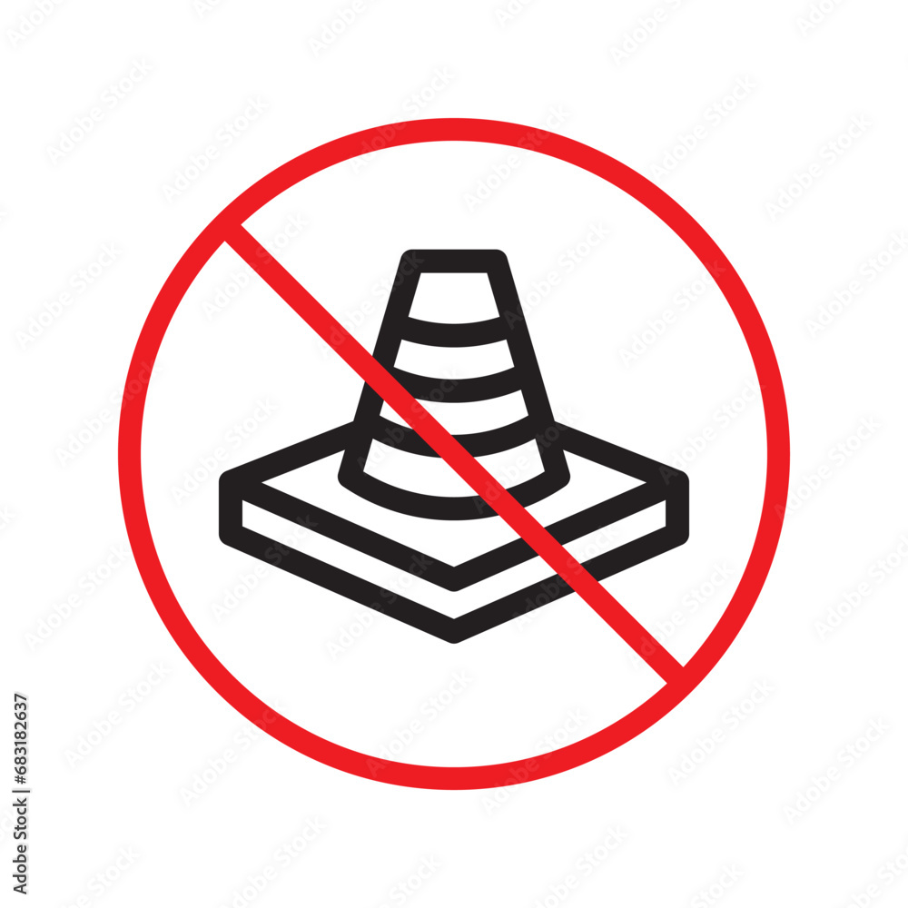 Wall mural Forbidden road cone icon. Warning, caution, attention, restriction, label, ban, danger. Road cone icon. Traffic cone vector icon. Trafic cone flat sign design  pictogram symbol. No traffic icon UX UI 