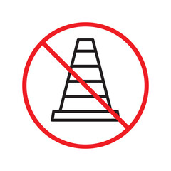 Forbidden road cone icon. Warning, caution, attention, restriction, label, ban, danger. Road cone icon. Traffic cone vector icon. Trafic cone flat sign design  pictogram symbol. No traffic icon UX UI 