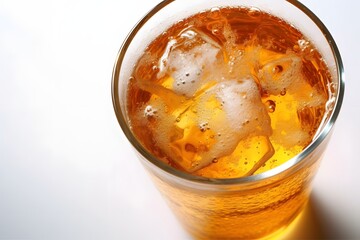 Refreshing glass of soda with ice cubes on a hot summer day Generative AI