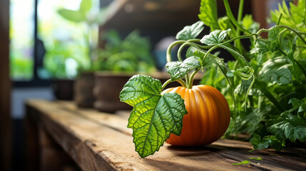 Obraz premium pumpkin on the table HD 8K wallpaper Stock Photographic Image 