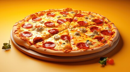Juicy hot pizza with melting cheese and crispy crust