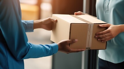 Persons holding a mail box gift from delivery service