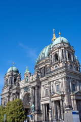 The facade of the imposing Berlin Cathedral on a sunny day
