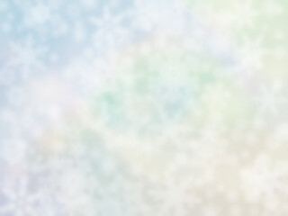 雪の結晶と虹雲風のパステルカラーの背景素材