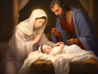 Mary, Joseph and the baby Jesus, Son of God, Christmas story, Christmas night
