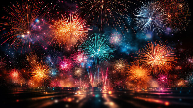 fireworks in the night sky HD 8K wallpaper Stock Photographic Image 