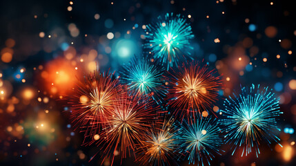 Obraz premium fireworks on the night sky HD 8K wallpaper Stock Photographic Image 