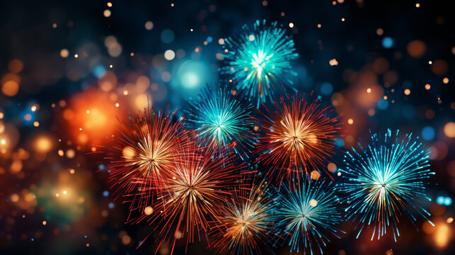 fireworks on the night sky HD 8K wallpaper Stock Photographic Image 