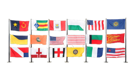 Flags of the world isolated on white png transparent background
