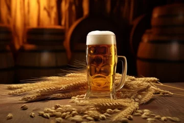  Beer glass with foam beer and scattered malt © Dzmitry Halavach