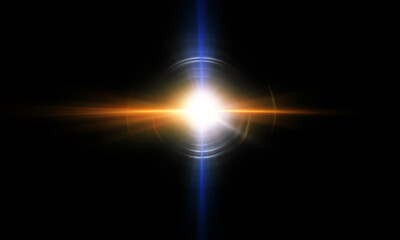 Light flare, Light effect, shining sun on black background