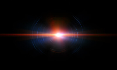 Light effect ray shining sun bright flash Special lens flare on black background