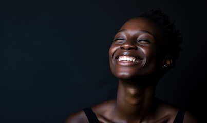  happy African black woman happy smiling