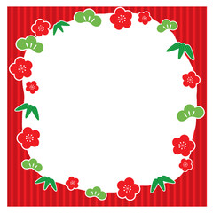 松竹梅の正方形フレーム素材