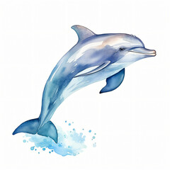 Watercolor Dolphin isolated on white background