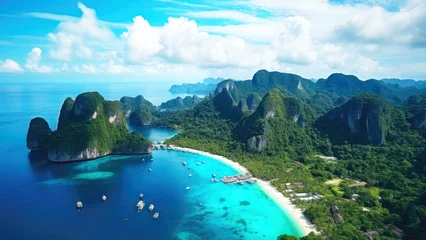 Foto op Canvas Aerial view of Koh Phi Phi island, Thailand. Beautiful island landscape in Thailand © Lyn Lyn