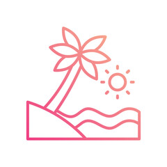 Beach Sunset icon isolate white background vector stock illustration.