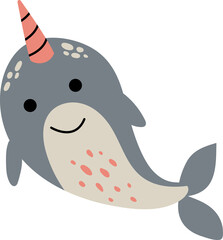 Cute hand drawn narwhal. © Helga KOV