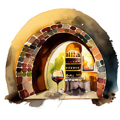Watercolor Wine Cellar