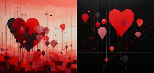 Mesmerizing geometric arrays form an abstract Valentine's Day symphony, capturing the essence of love in every intricate detail