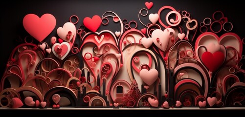 Romantic echoes rendered in high-definition glory, as Valentine's Day is expressed through intricate geometric patterns that evoke a sense of enchantment