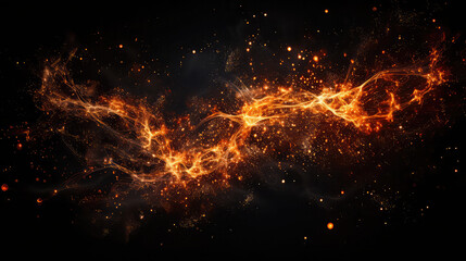 Fototapeta na wymiar Explosion of fire flames Galaxy Dark Black background 