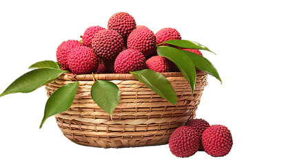 Litchi i a basket  isolated on white png transparent background