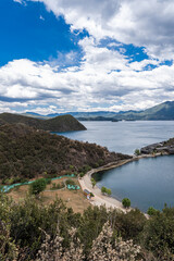 Obraz na płótnie Canvas Aerial photography of islands in the center of Lugu Lake
