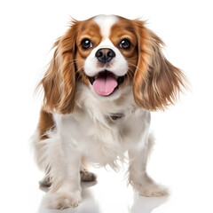 Cavalier King Charles Spaniel Dog Isolated on White Background - Generative AI