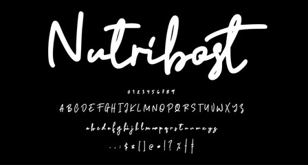monoline cute font script vector lettering. Best Alphabet Alphabet Brush Script Logotype Font lettering handwritten